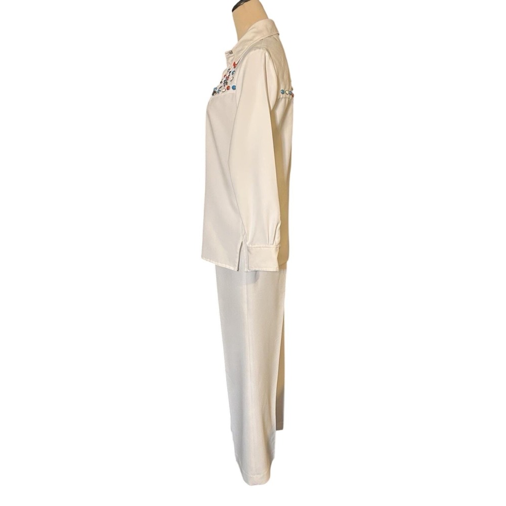 Vintage Sir James 60s 70s Polyester Pant Suit Dagger Flare Disco Mod Rockabilly - Picture 4 of 14